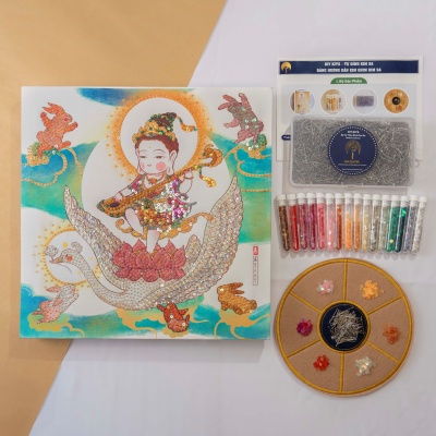 DIY Bộ Tự Đính Kim Sa - Chibi - Diệu Âm Thiên Nữ - 45x35cm - CBC1GCA6